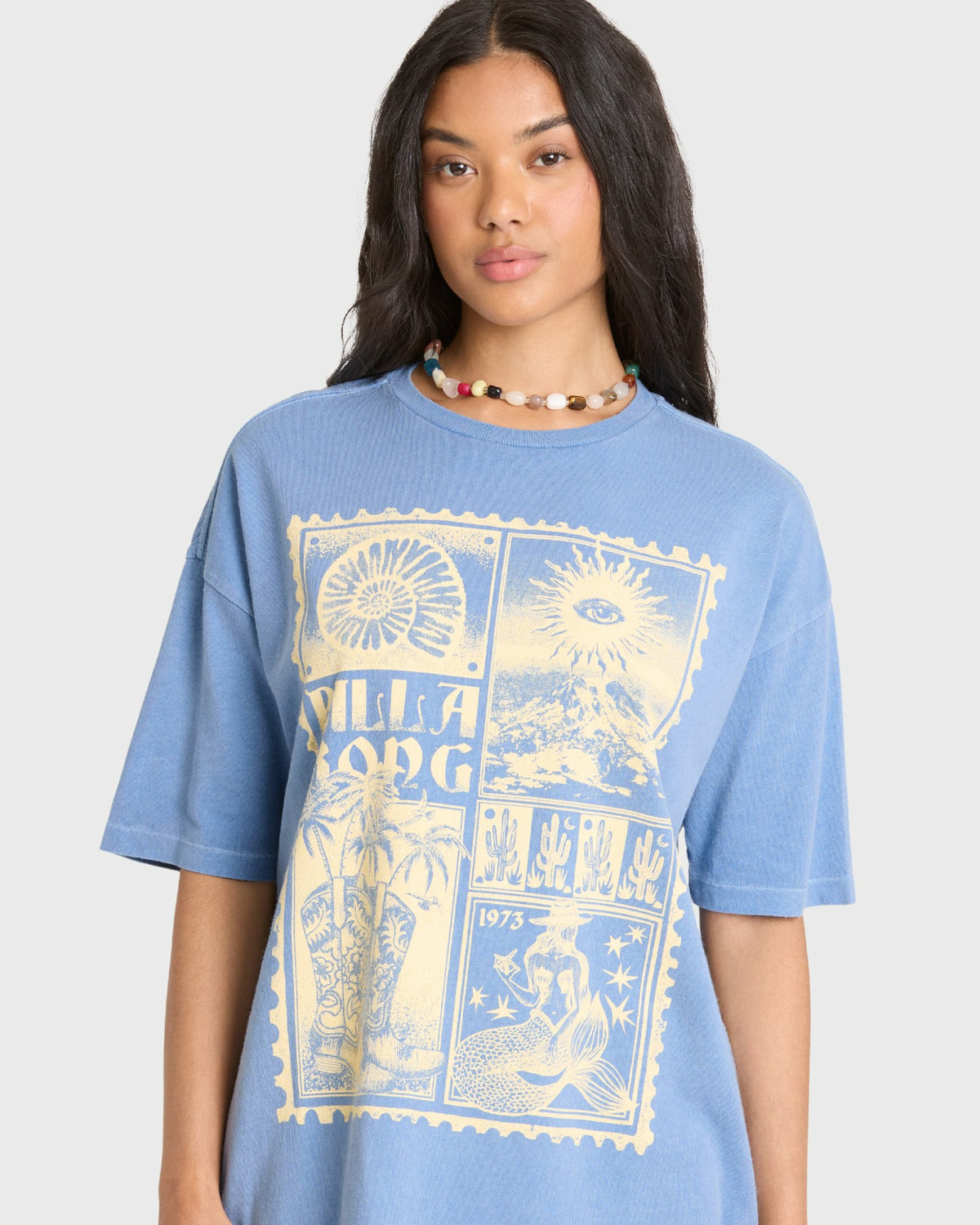 Billabong Women's Across Skies Short Sleeve Cotton T-Shirt - Blue Horizon