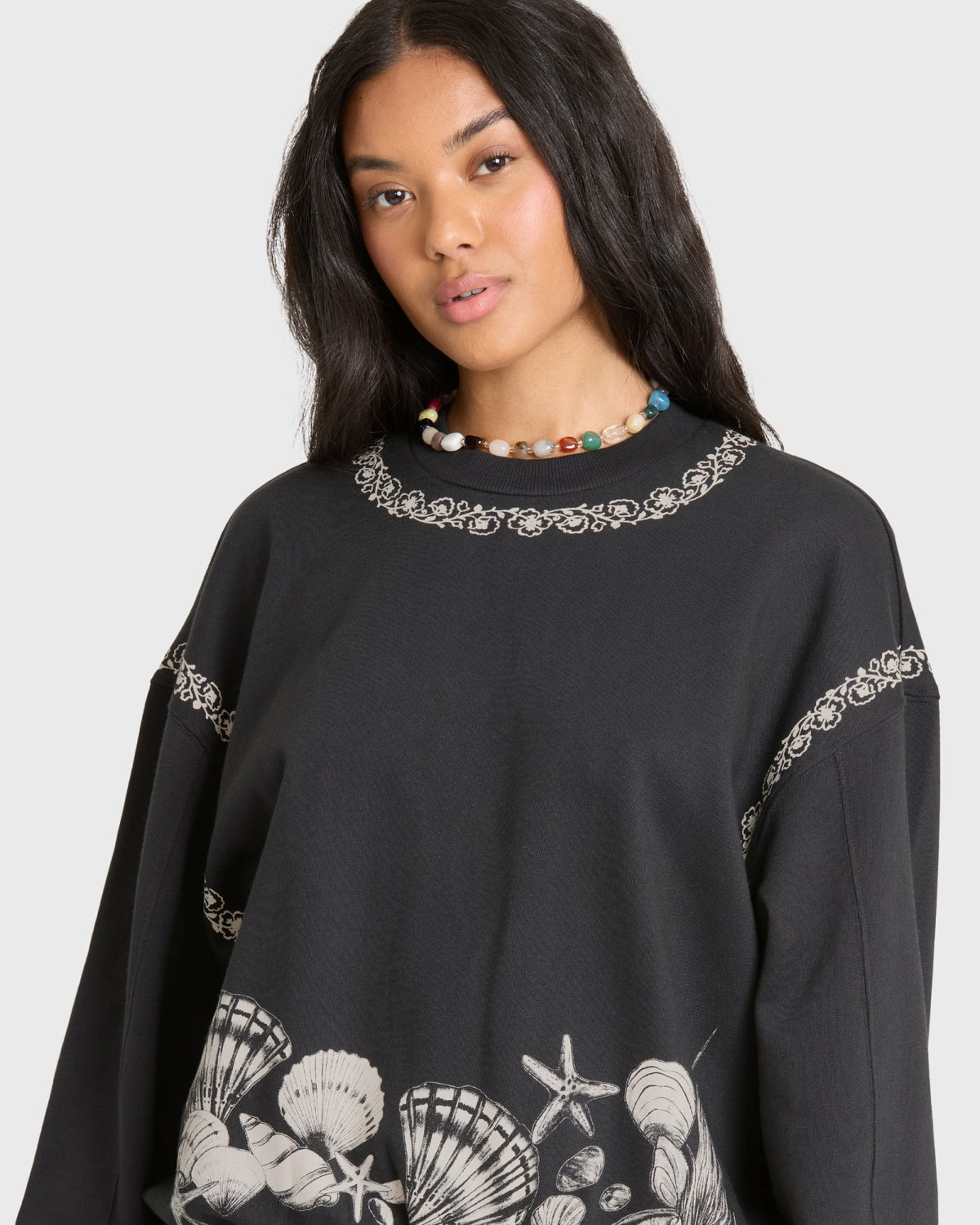 Billabong Women's Sea Treasure Kendal Crewneck Sweatshirt - Black Sands