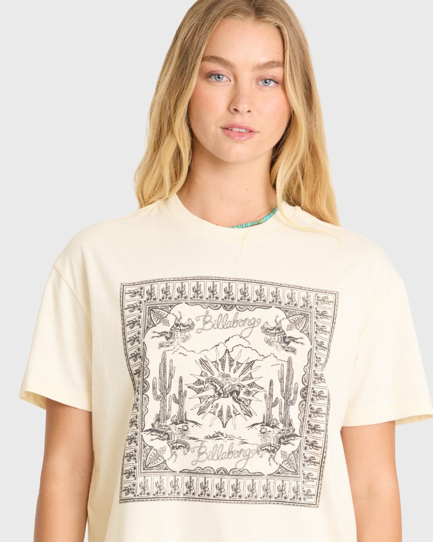Billabong Women's Heading West Short Sleeve Knit T-Shirt - White Cap