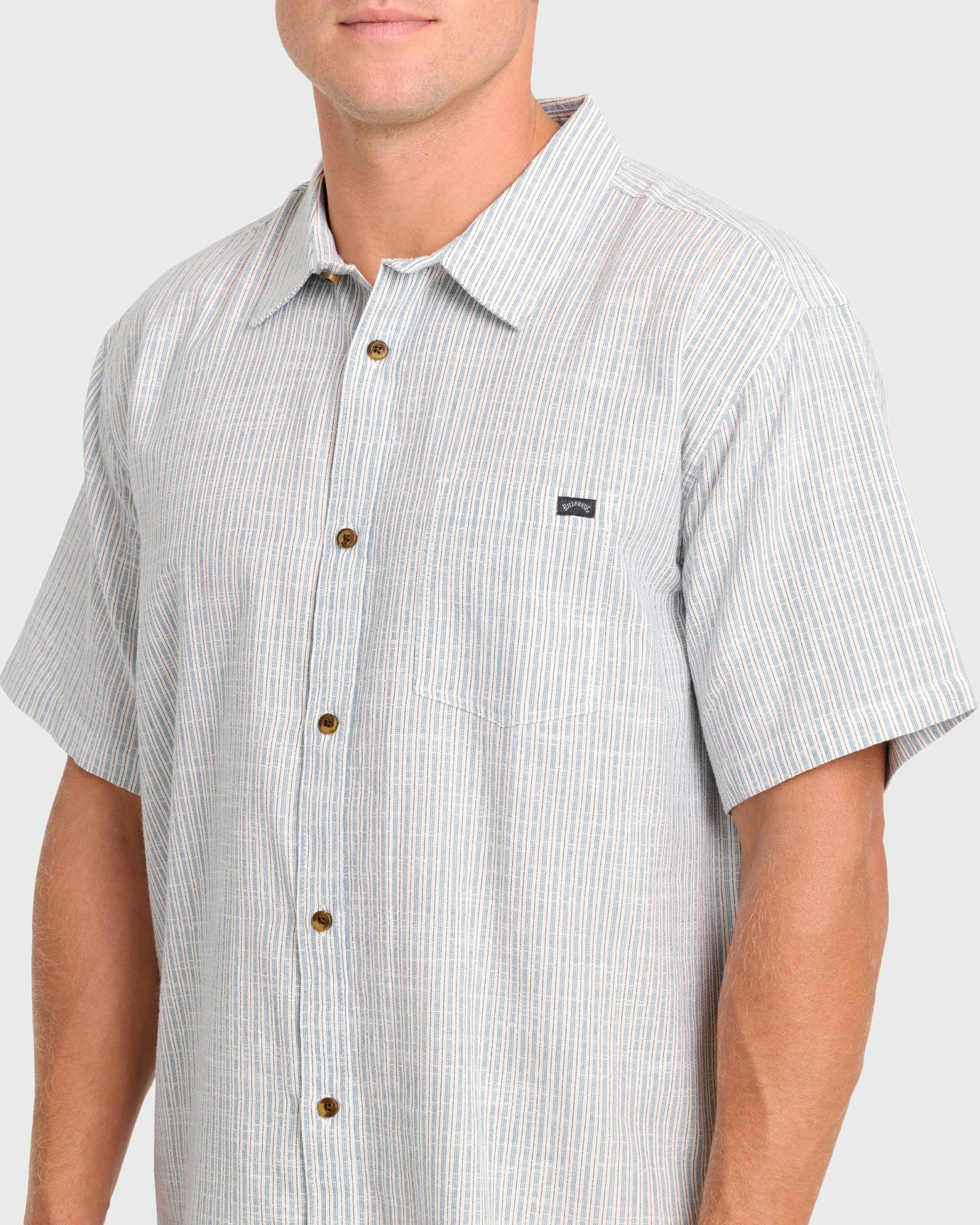 Billabong Men's All Day Stripe Short Sleeve Woven Shirt - Off White
