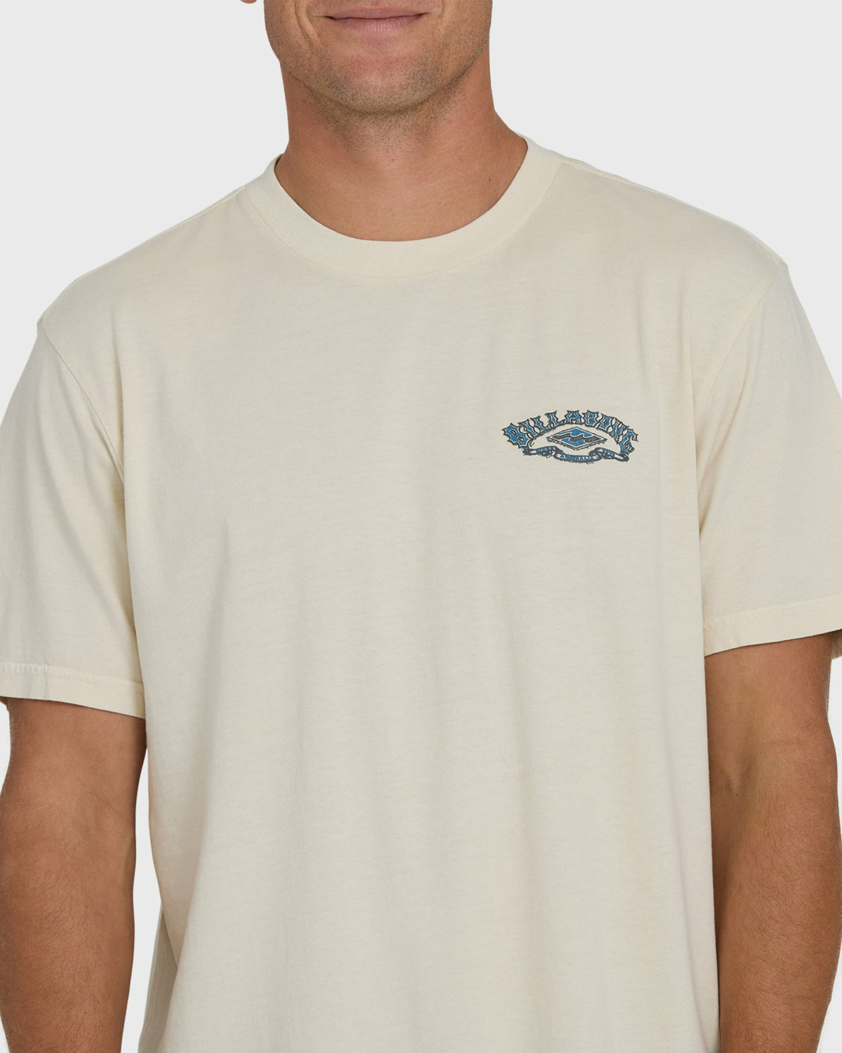 Billabong Men's Heritage Arch Wave Washed Premium Short Sleeve Knit T-Shirt - Oatmeal