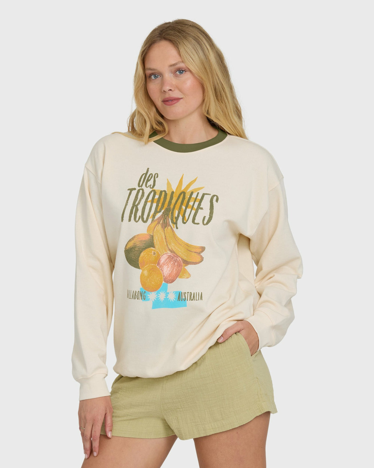 Billabong Women's Freshest Things Crewneck Sweatshirt - White Cap