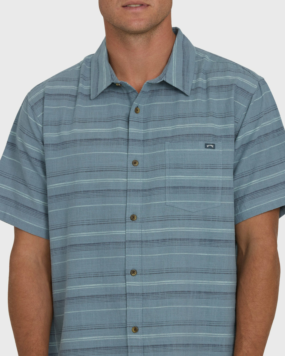 Billabong Men's All Day Stripe Short Sleeve Shirt - Blue Fog