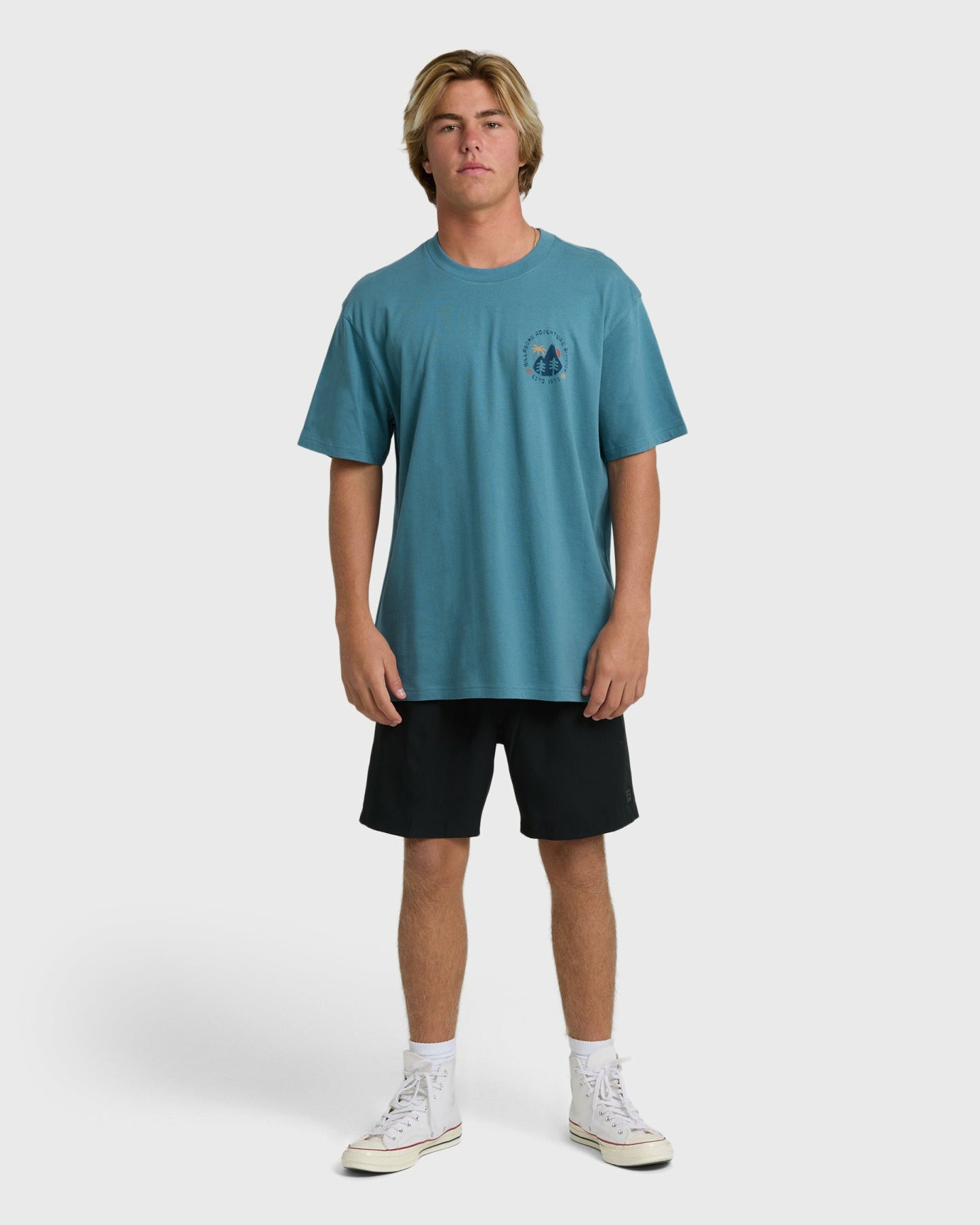 Billabong Men's Rockies Adiv Premium Short Sleeve T-Shirt - Vintage Blue