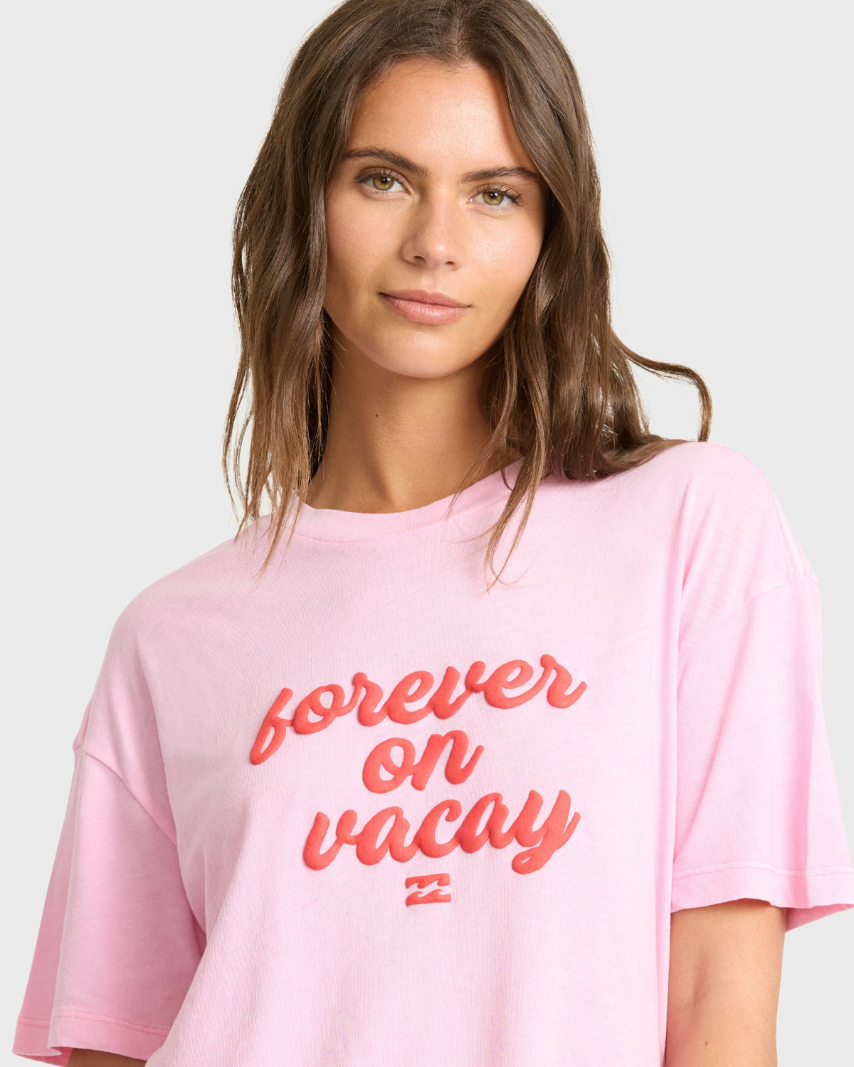 Billabong Women's Vacay Forever Short Sleeve Knit T-Shirt - Prism Pink