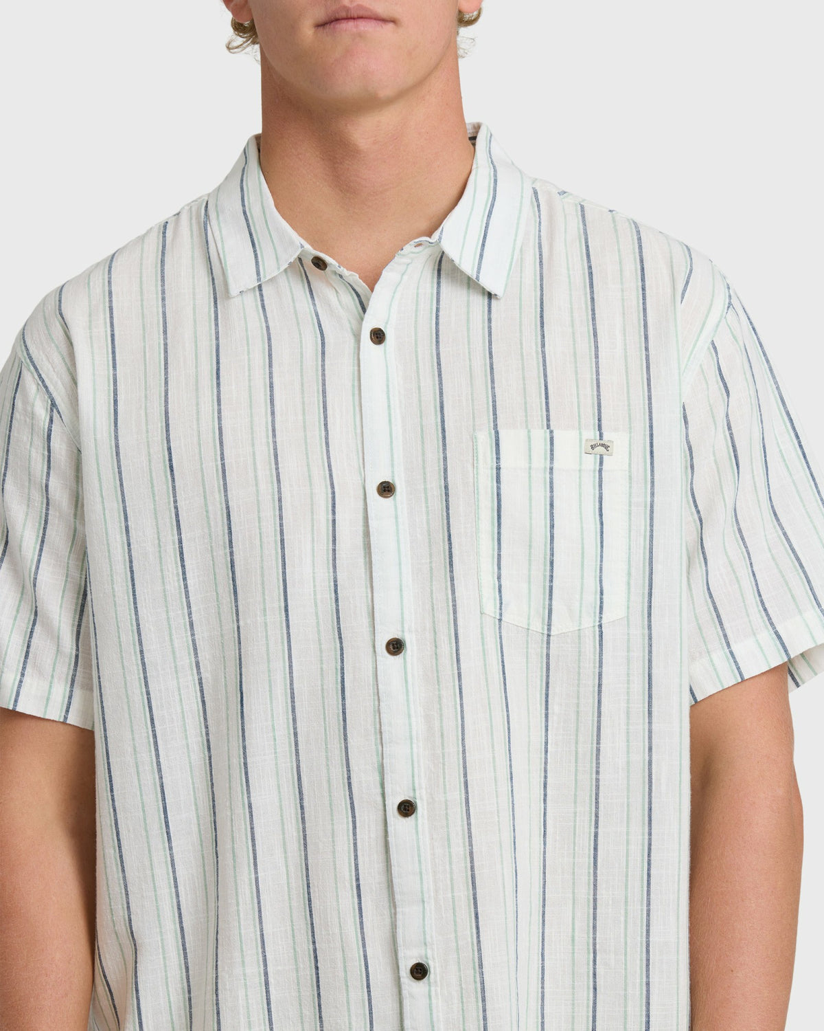 Billabong Men's All Day Stripe Short Sleeve Shirt - Cream