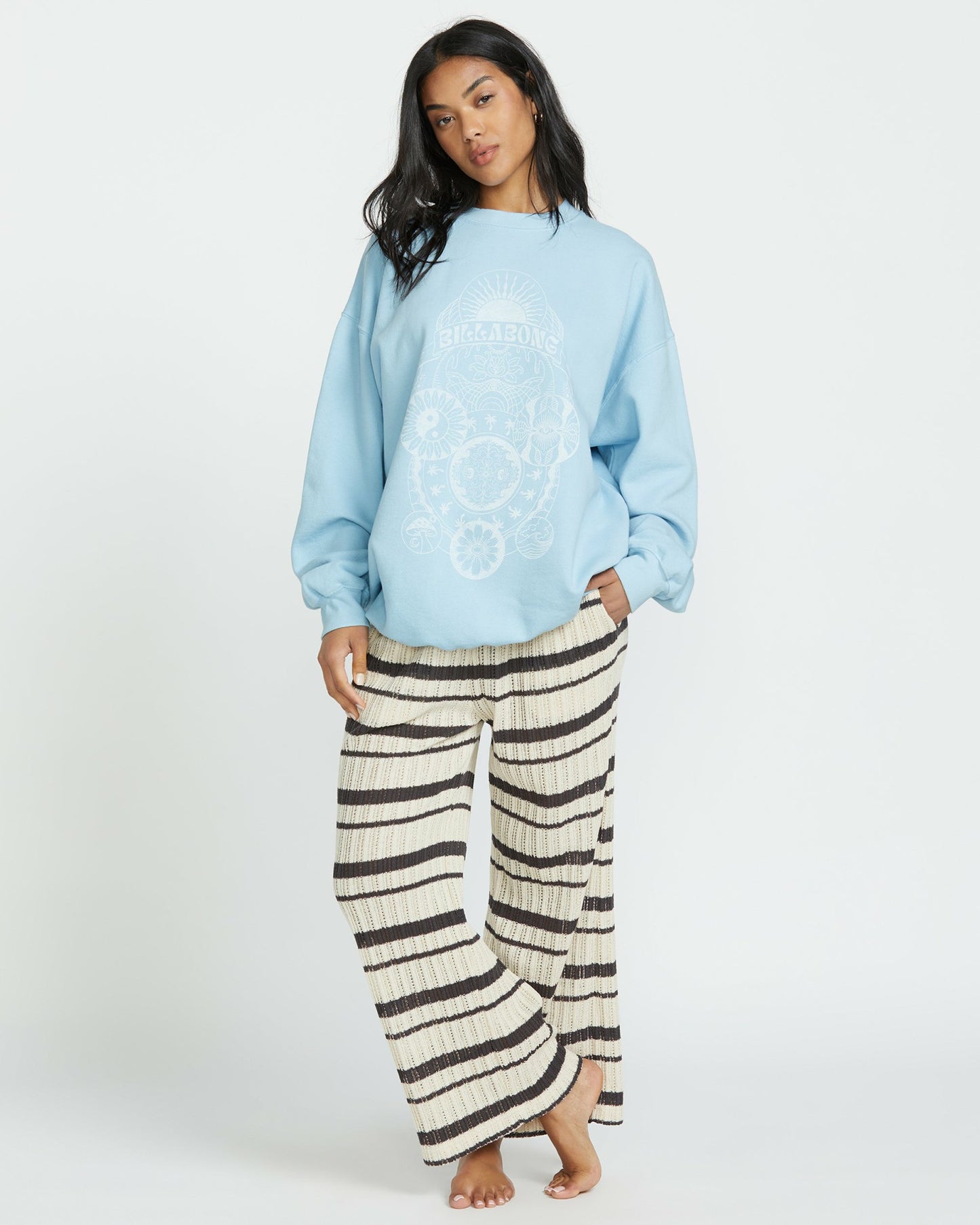 Billabong Women's Ride In Crew Sweatshirt - Washed Chambray