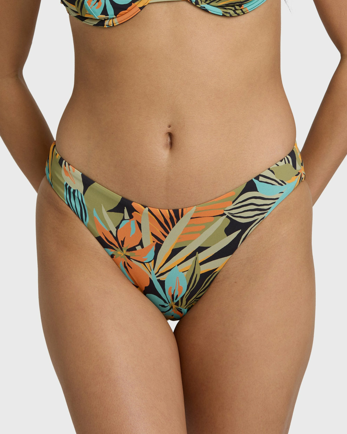 Billabong Women's Des Tropiques Lowrider Full Bikini Bottom - Black Multi