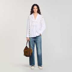 Sandro Women TANGOSO suede and leather bucket bag