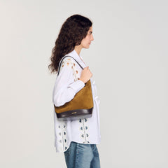 Sandro Women TANGOSO suede and leather bucket bag