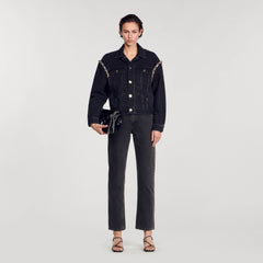 Sandro Women Oversized denim jacket with rhinestones
