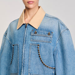 Sandro Women Denim jacket with studs