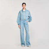Sandro Women Beaded and rhinestone denim jacket