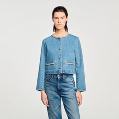 Sandro Women Rhinestone denim jacket