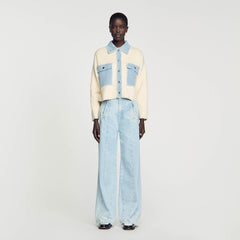 Sandro Women Oversized dual-material coatigan