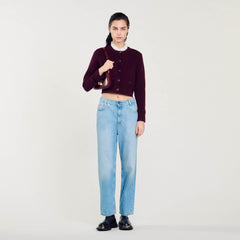 Sandro Women Knit cardigan with ruffled collar