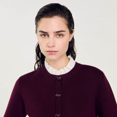 Sandro Women Knit cardigan with ruffled collar