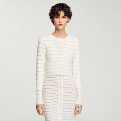 Sandro Women Cropped cardigan with pearl buttons