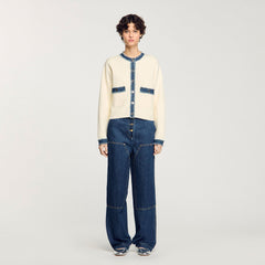 Sandro Women Cardigan with denim details