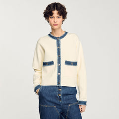 Sandro Women Cardigan with denim details