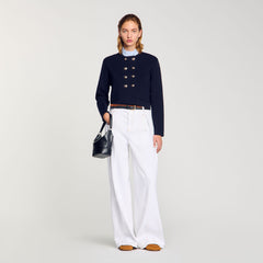 Sandro Women Cardigan with removable ruffled collar