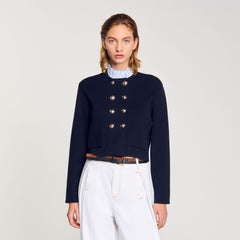 Sandro Women Cardigan with removable ruffled collar