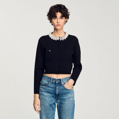 Sandro Women Cardigan with beaded collar