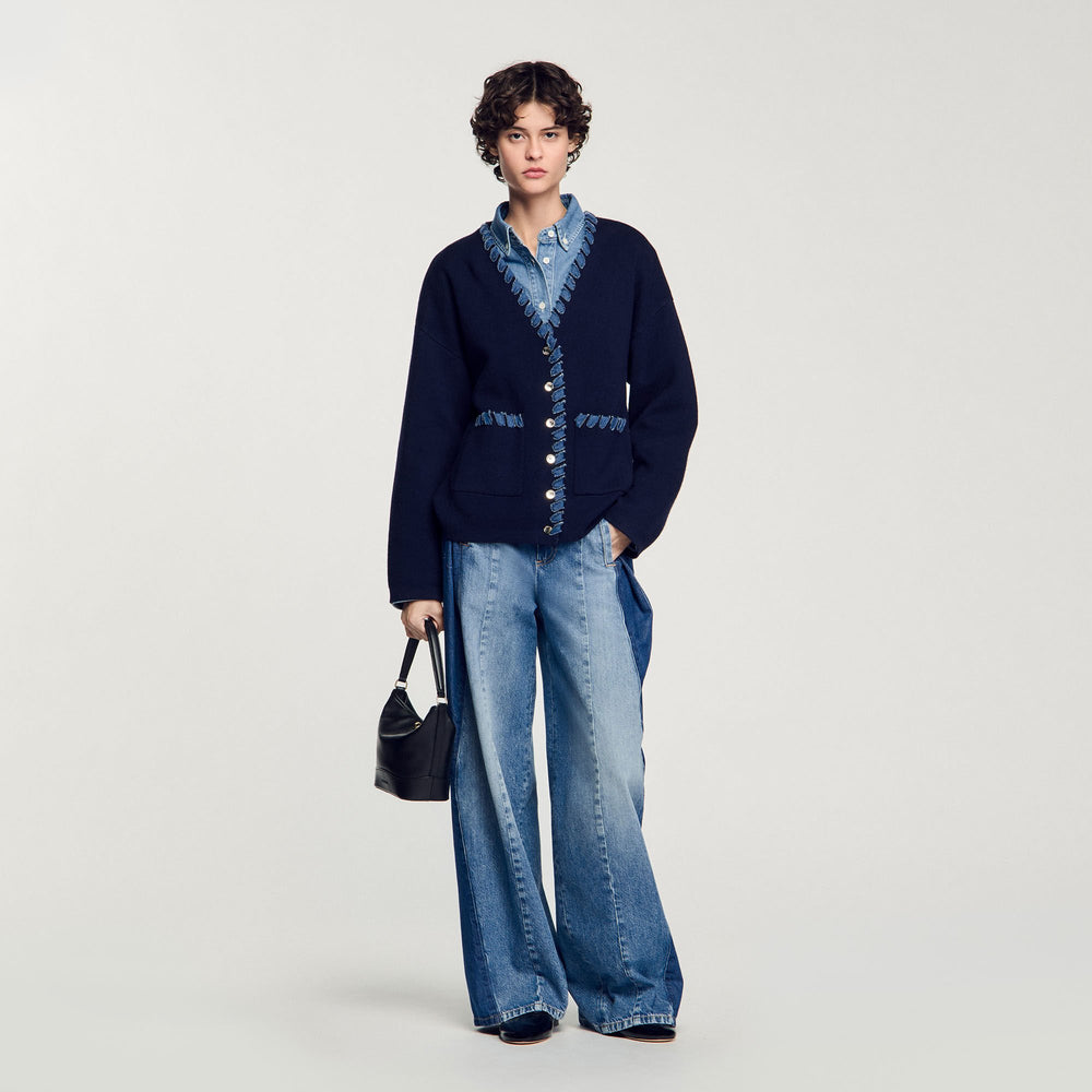 Sandro Women Cardigan with denim details
