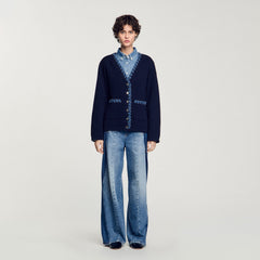 Sandro Women Cardigan with denim details