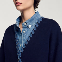 Sandro Women Cardigan with denim details