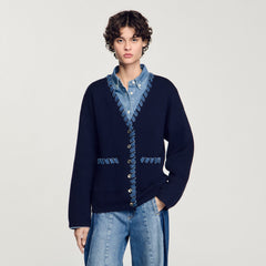 Sandro Women Cardigan with denim details