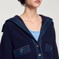 Sandro Women Cardigan with denim details