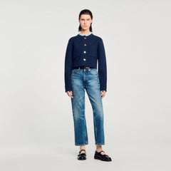 Sandro Women Cardigan with ruffle collar
