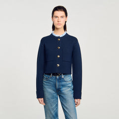 Sandro Women Cardigan with ruffle collar