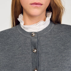 Sandro Women Cardigan with detachable ruffle collar
