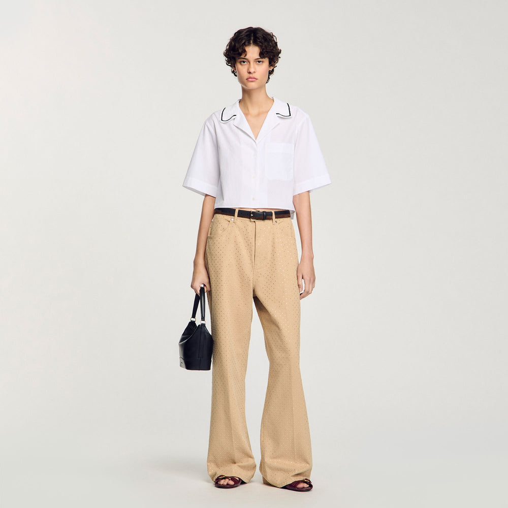 Sandro Women Crochet collar shirt