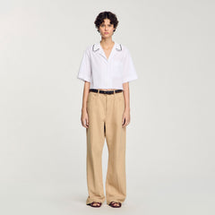 Sandro Women Crochet collar shirt
