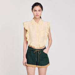 Sandro Women Shirt collar with lace detail
