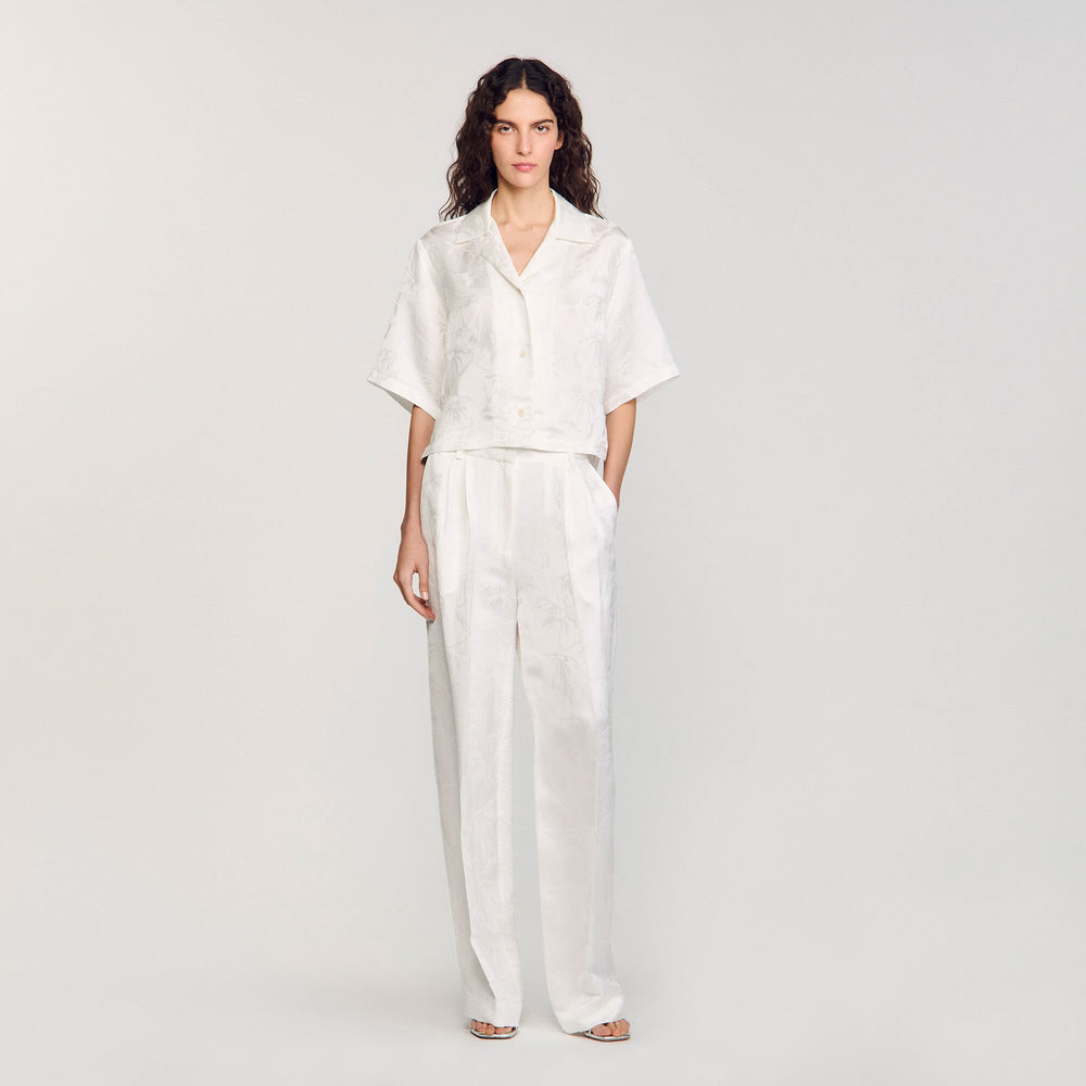 Sandro Women Cropped shirt with jacquard flowers