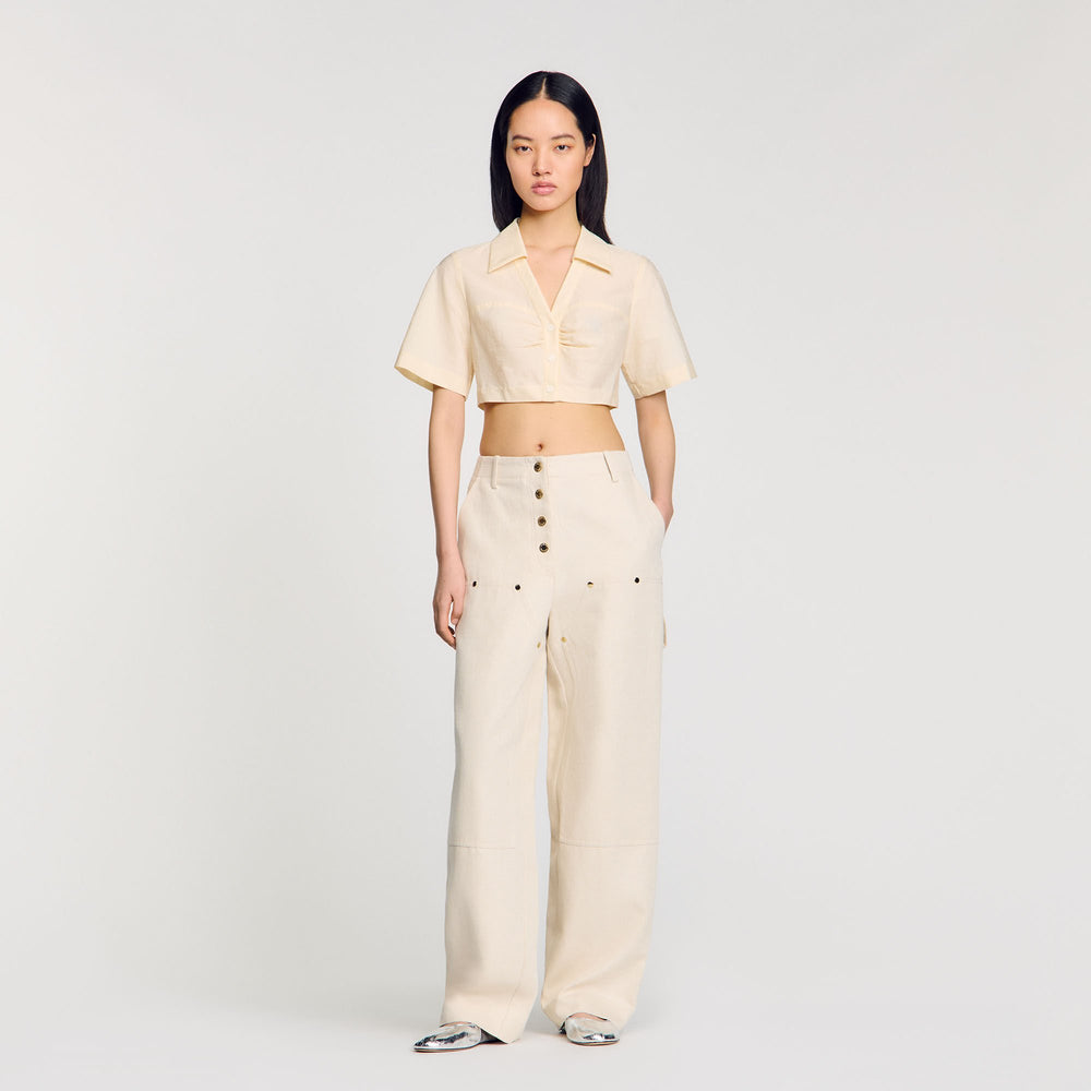 Sandro Women Cropped gathered shirt