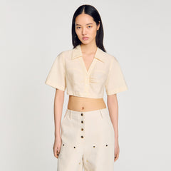 Sandro Women Cropped gathered shirt