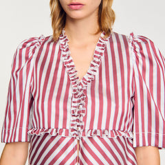 Sandro Women Ruffled striped shirt