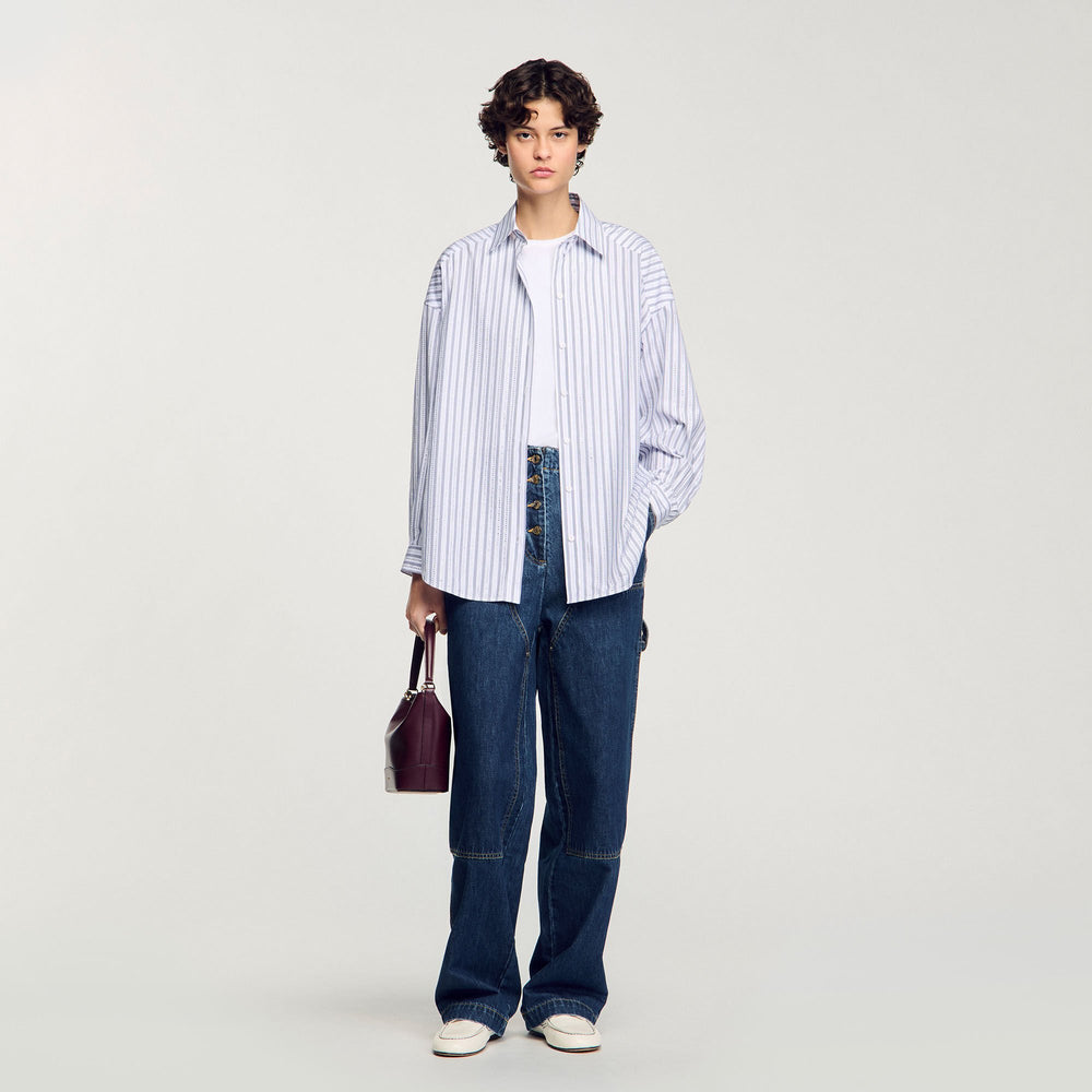 Sandro Women Striped rhinestone shirt