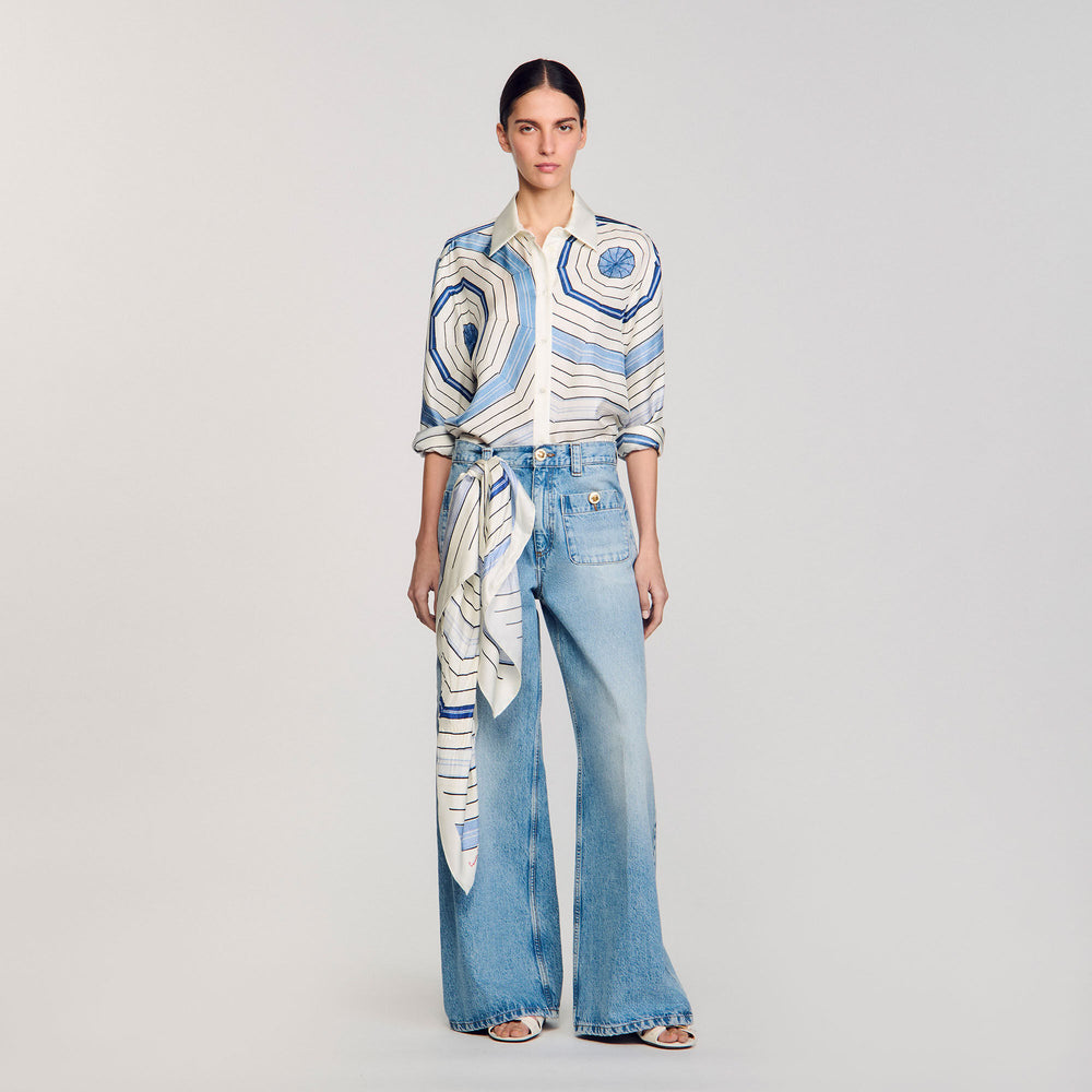 Sandro Women Spiral-motif long sleeve shirt