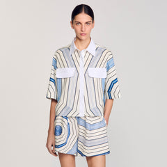 Sandro Women Spiral-motif silk shirt