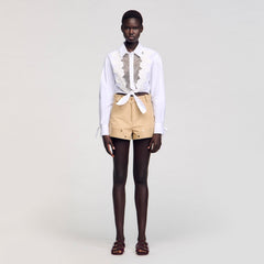 Sandro Women Lace bib shirt