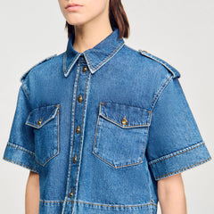 Sandro Women Cropped denim shirt