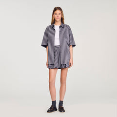 Sandro Women Oversized striped rhinestone shirt