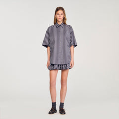 Sandro Women Oversized striped rhinestone shirt