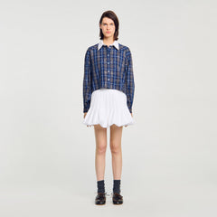 Sandro Women Rhinestone checkered collar shirt